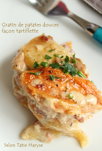 Recette du gratin de patate douce façon tartiflette