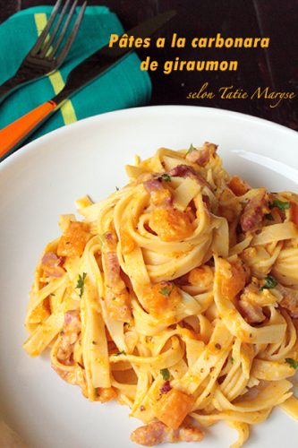 Pâte à la carbonara de giraumon recettes avec peu d'ingrédients