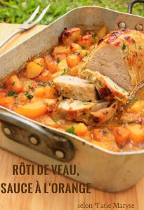 rôti de veau à l'orange viandes et fruits