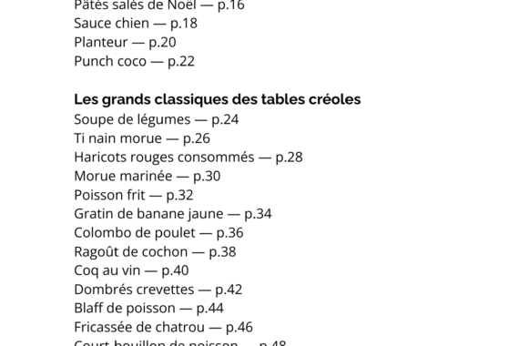Table des matières livre cuisine typique l'essentiel