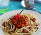 Spaghetti panzani pesto de piment doux