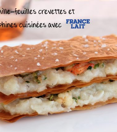 Mille-feuille à la christophine et aux crevettes sautées