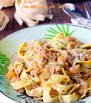 Tagliatelles qualité pâtes fraîches à la carbonara de lambi, by Tatie Maryse