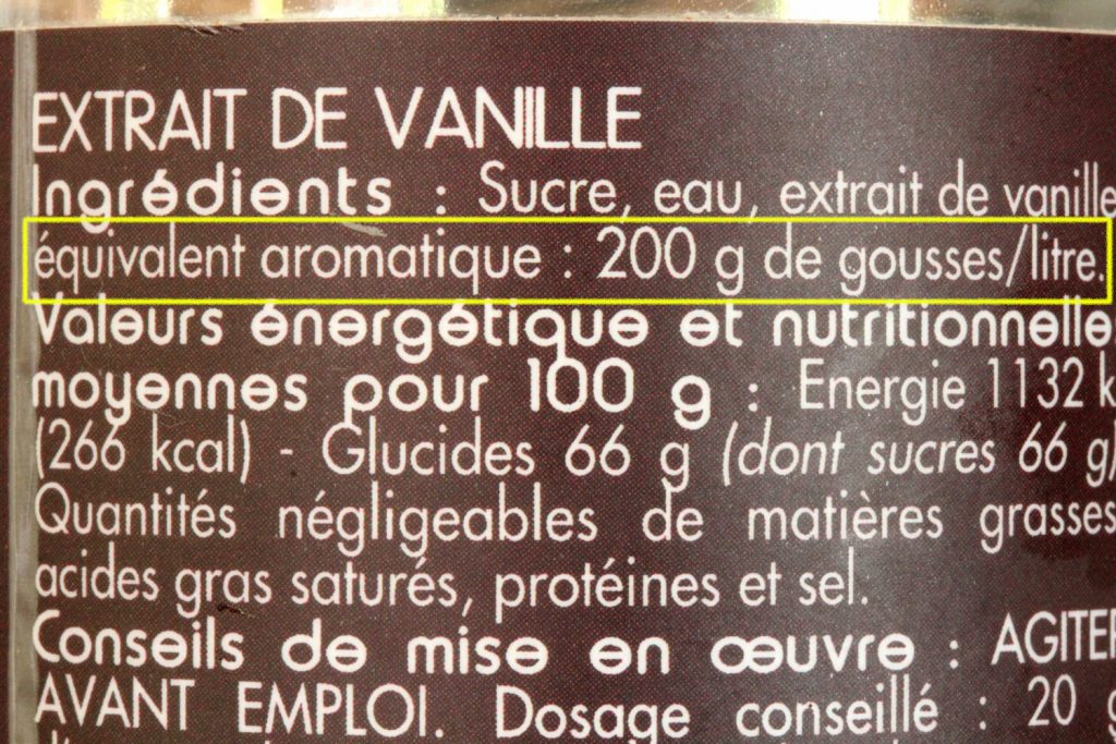 étiquette essence de vanille