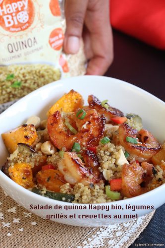 salade de quinoa, légumes et crevettes