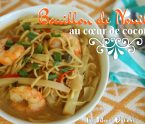 bouillon de nouilles au coeur de cocotier et crevettes Martinique