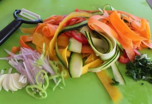 Papillote de poisson et tagliatelles de légumes