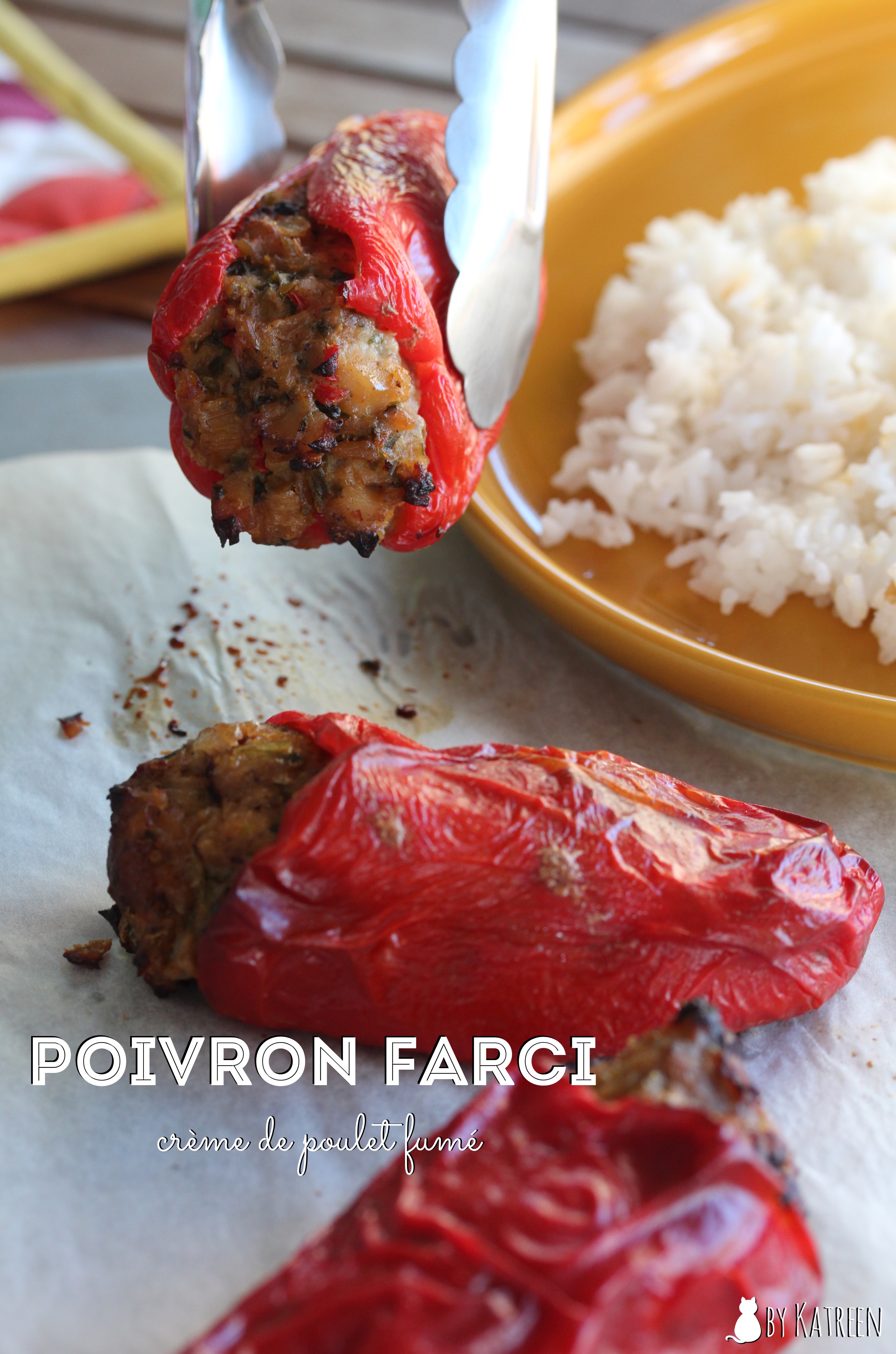 Poivron farci au poulet fumé