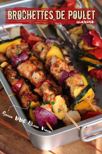 brochette de poulets sauce bbq-rhum vieux antillaise