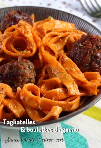 tagliatelles aux boulettes d'agneau