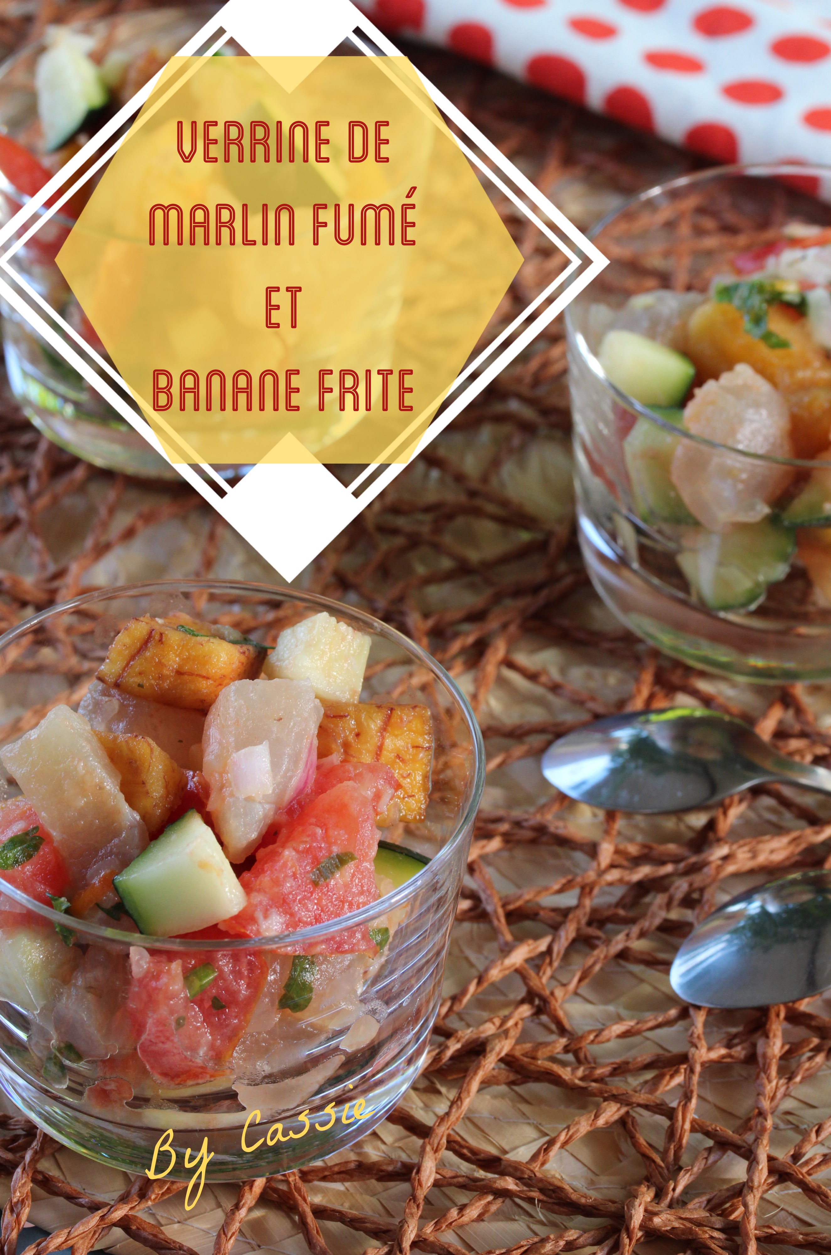 Verrine de marlin fumé et banane frite