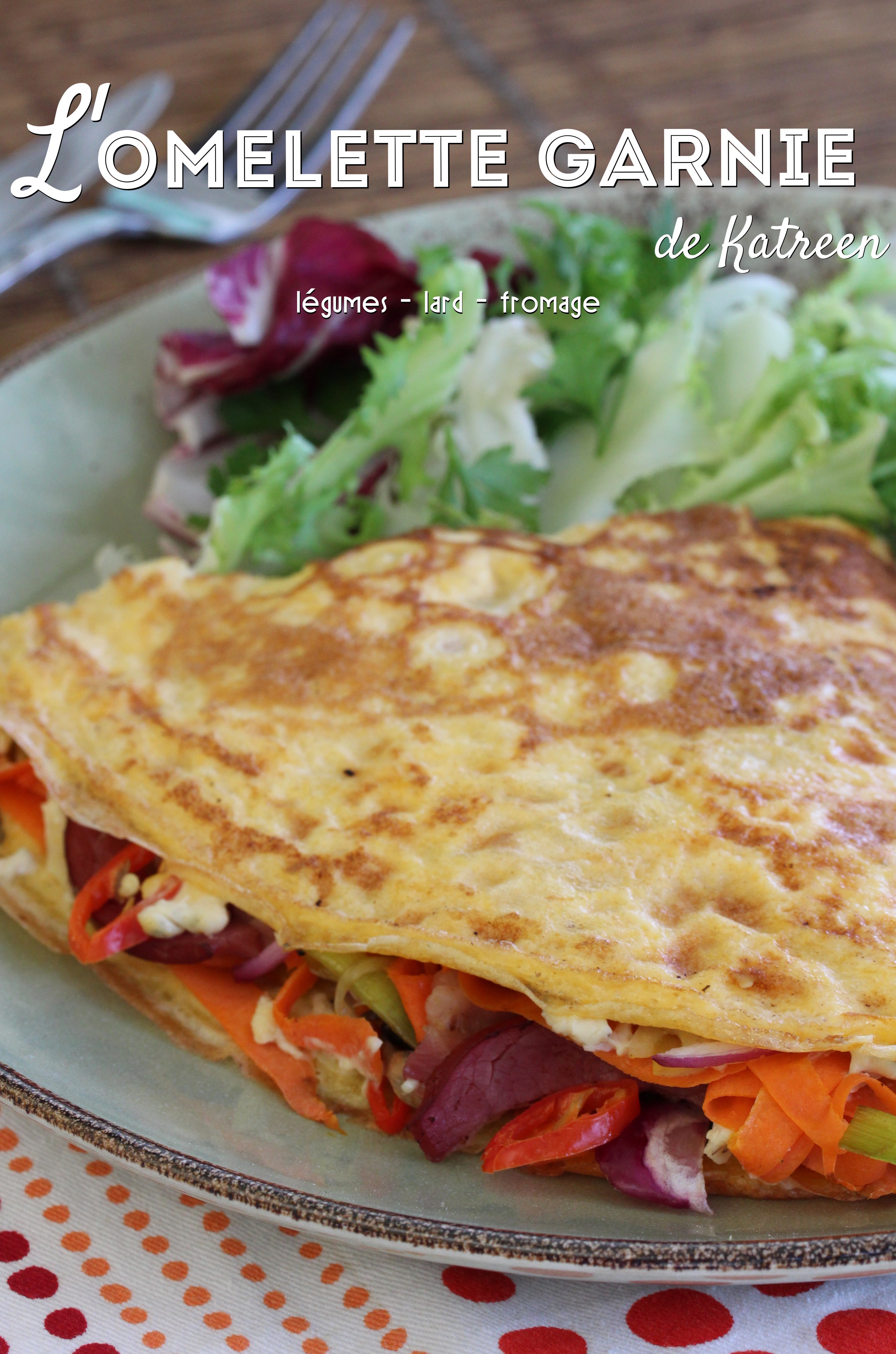 omelette garnie légumes et lard