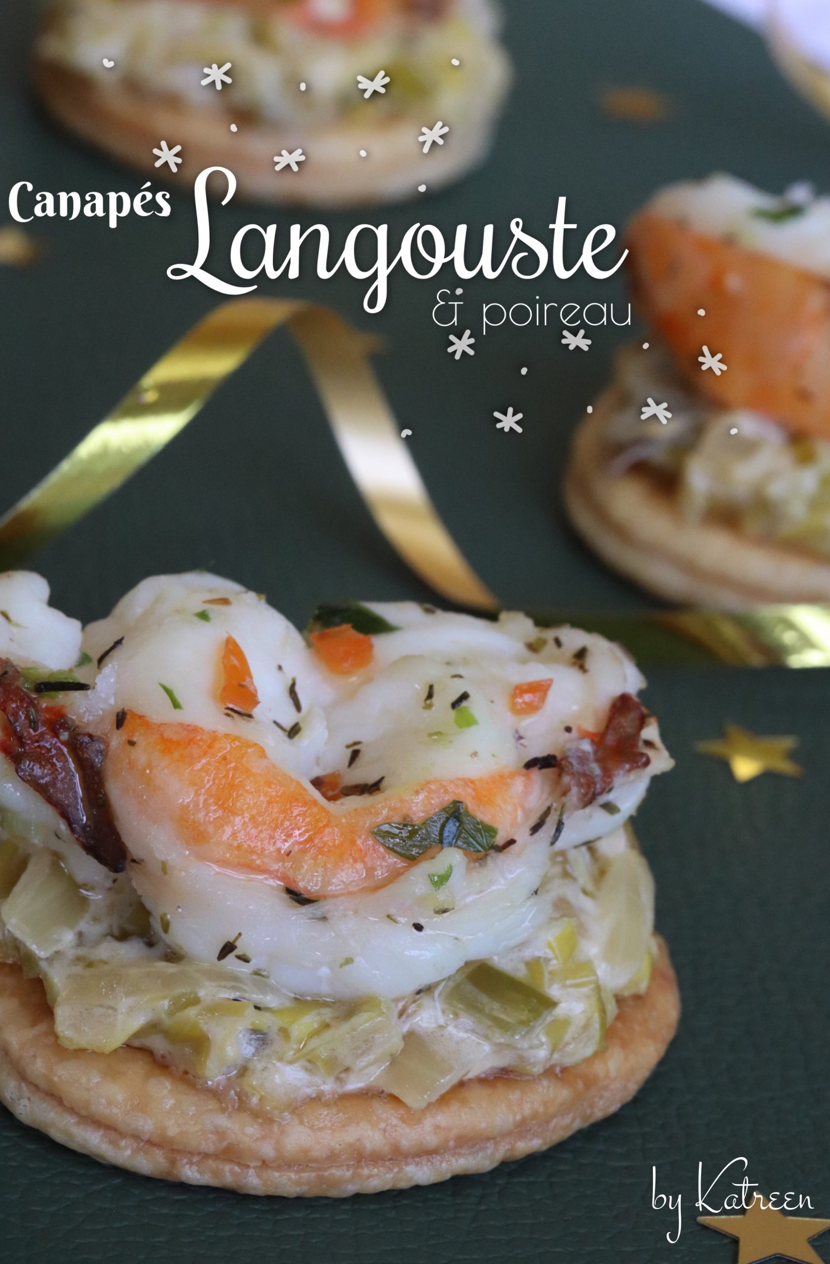 canapé langouste poireau, menu de Réveillon