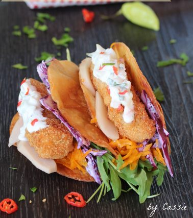 Recette du TACOS au POISSON PANÉ et Pickles de Christophine