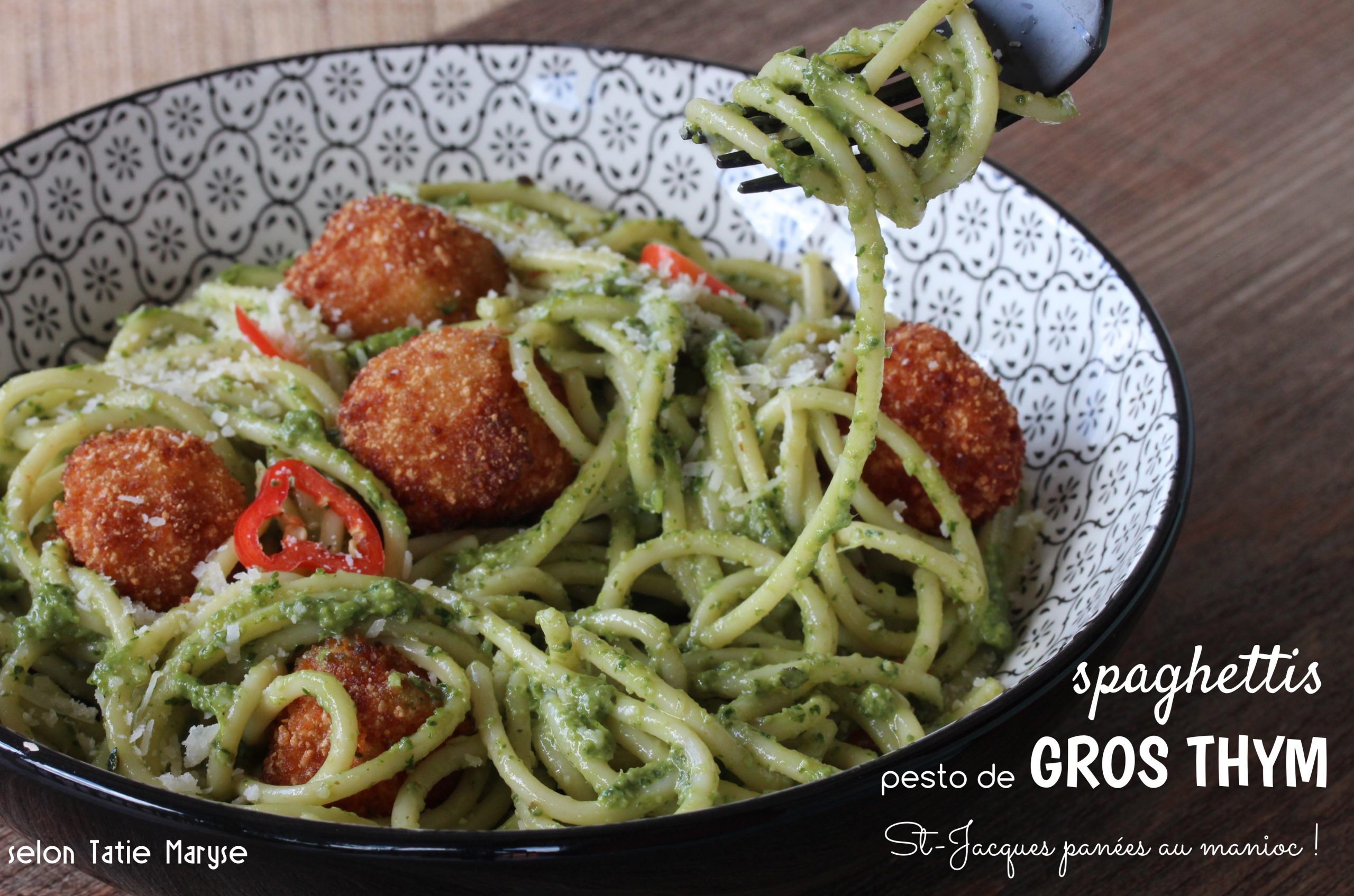 spaghettone au pesto de thym