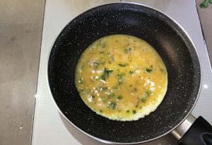 omelette crevettes piment doux
