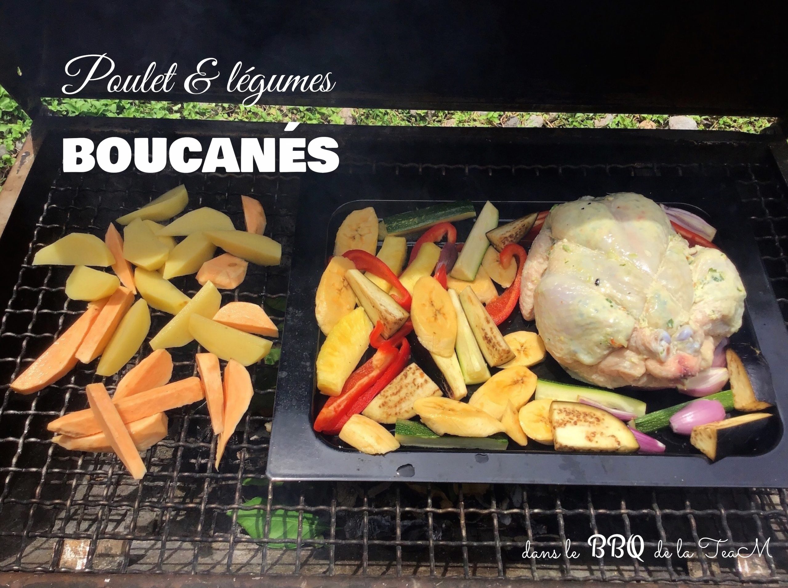 poulet fumé légumes fumés cuisson au barbecue