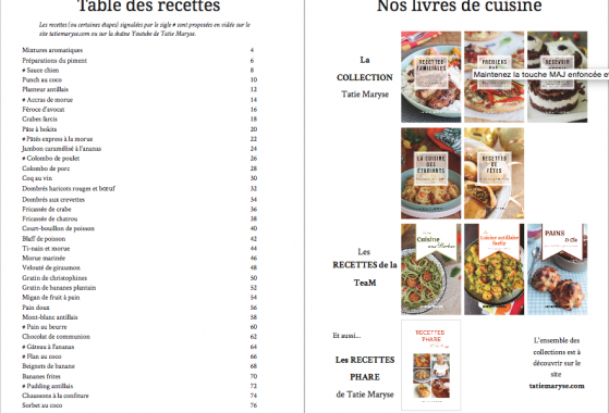 Livre Tatie Maryse cuisine antillaise typique