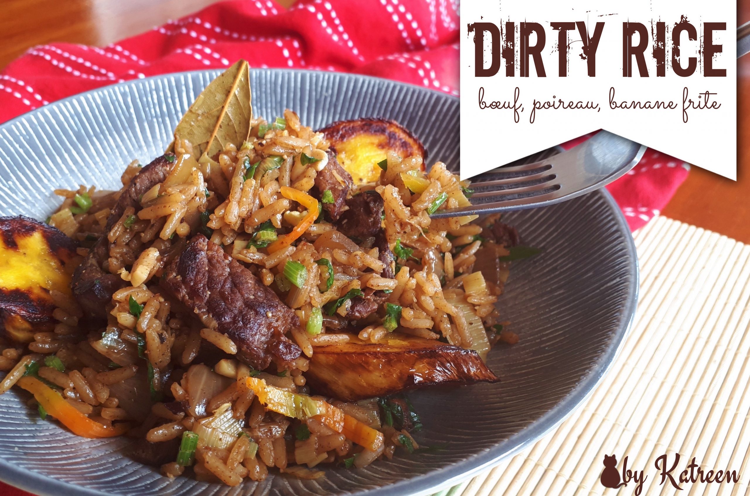 Dirty rice au bœuf poireau banane plantain