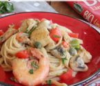 linguines poulet et crevettes