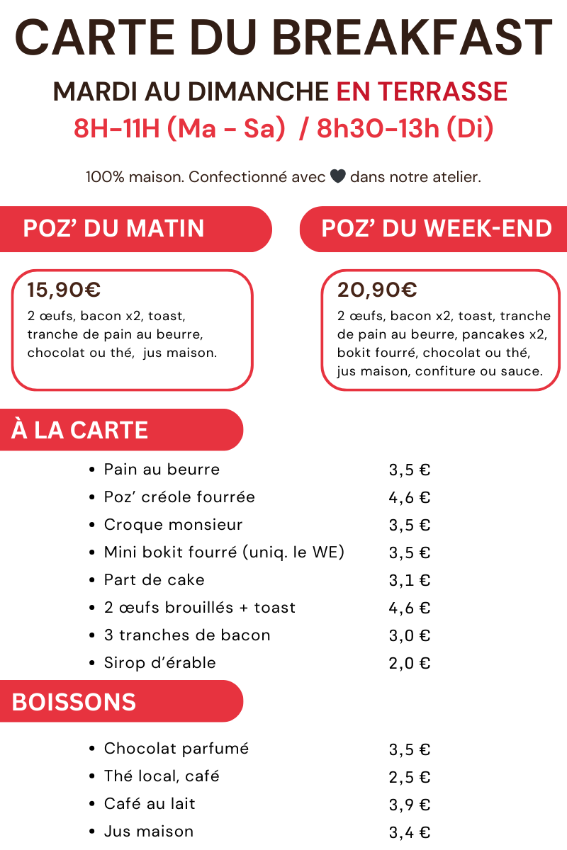 carte petit déjeuner poz