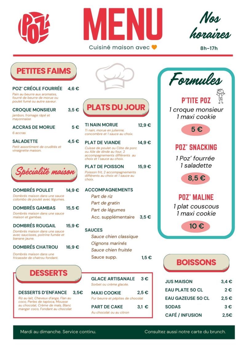 carte déjeuner poz