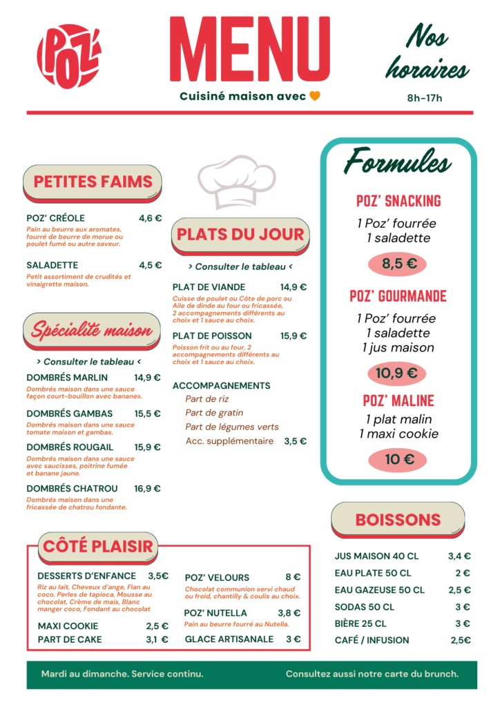 Carte poz déjeuner